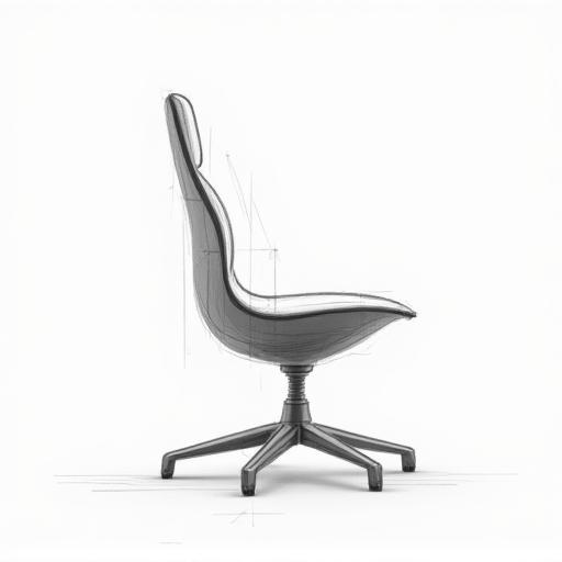 Minimalist design sketch of an ergonomic chair.