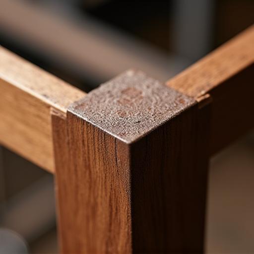 Closeup of durable, high-quality furniture joint.